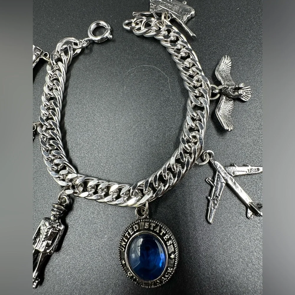 United States Air Force Charm Bracelet Boot Eagle Jet Soldier Helmet Helicopter